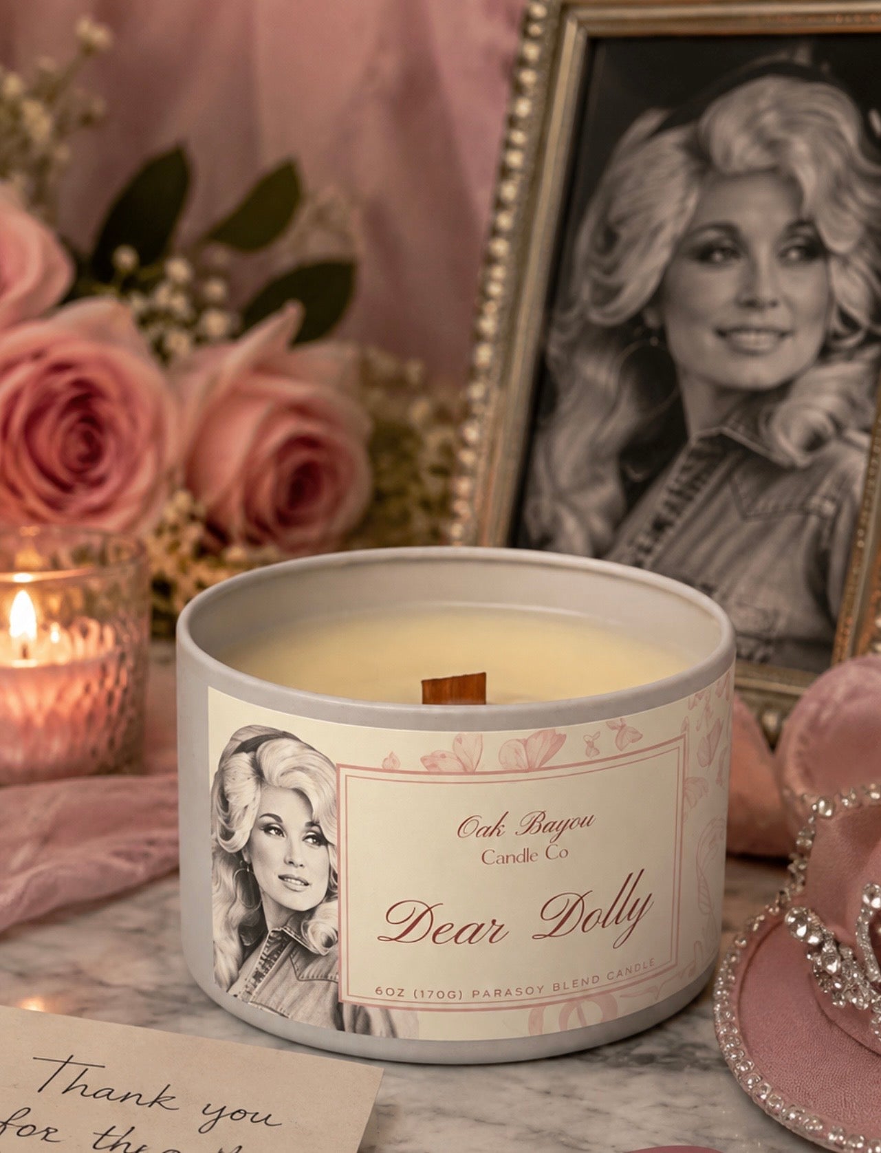 Dear Dolly Tin Candle