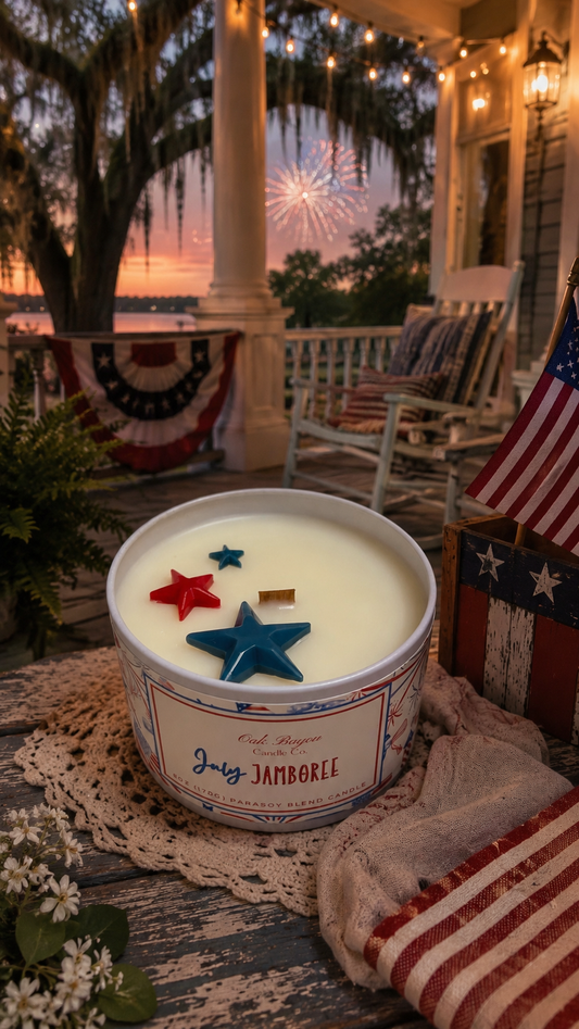 July Jamboree Tin Candle